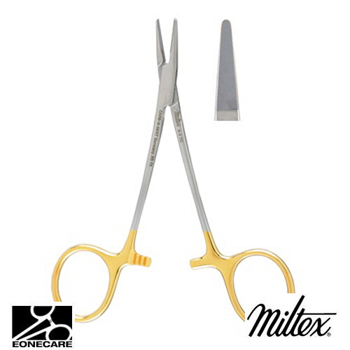 [Miltex]밀텍스 PAR Needle Holder,Tungsten Carbide #8-3TC 4-1/2&quot;(11.4cm)delicate serrated jaws,straight