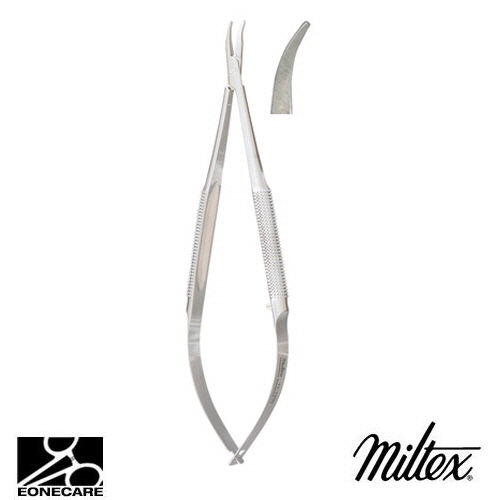 [Miltex]밀텍스 Micro Surgery Needle Holder #17-1000 5-1/4&quot;(13.3cm),without lockcurved,smooth jaws with 0.6mm tips,hollow round handles