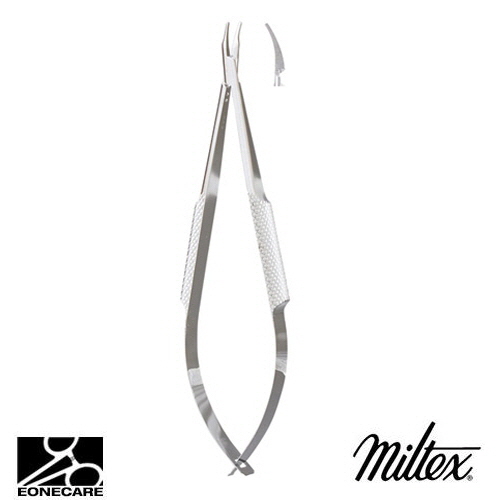[Miltex]밀텍스 BARRAQUER Needle Holder #18-1840 5-1/8&quot;(13cm),without lockcurved,smooth delicate tapered jaws,8mm wide solid round handle