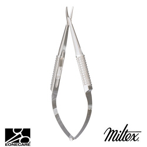 [Miltex]밀텍스 BARRAQUER Needle Holder #18-1839 5&quot;(12.7cm),with lockcurved,standard smooth jaws,10mm wide hollow round handle