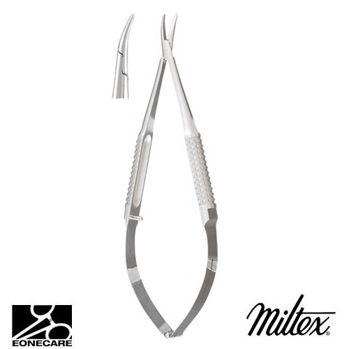 [Miltex]밀텍스 BARRAQUER Needle Holder #18-1838 5&quot;(12.7cm),without lockcurved,standard smooth jaws,10mm wide hollow round handle