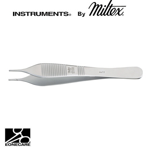 [Miltex]밀텍스 ADSON Dressing,Tissue &amp; Suture Forceps 티슈포셉 #6-123 4-3/4&quot;(12.1cm)1 x 2 teeth,with tying platform
